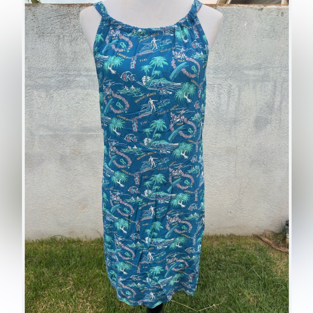 Reyn Spooner One Fine Day Tie Neck Hawaiian Dress L